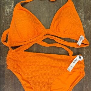Victoria's Secret Orange Bikini Set with Adjustable Ties